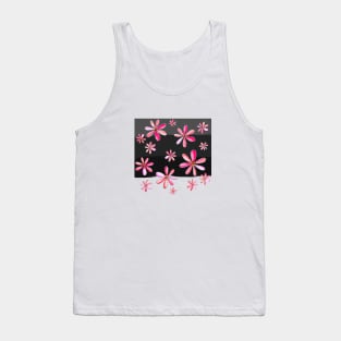 Shower of Daisies - Hand Drawn Design with Bright Pink Petals Tank Top